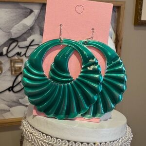 5 for $30 Teal Metal Hoop Dangle Earrings
